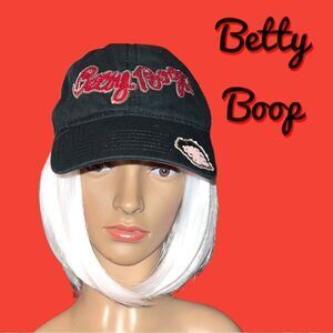 vintage Betty boop black & sequined cap Nwot
